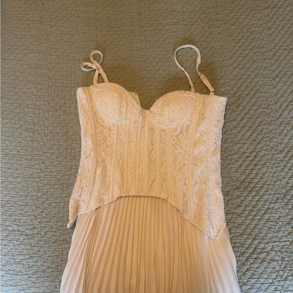 Fashion Nova Strapless Cream Lace Dress